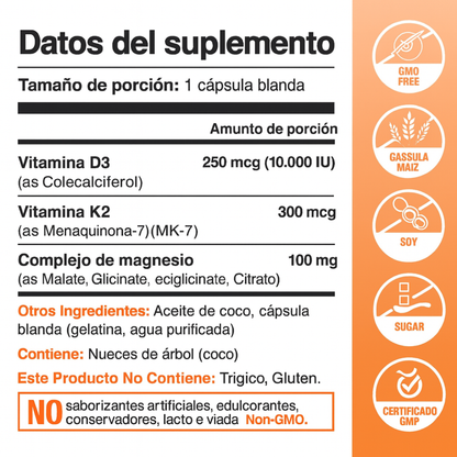 Capsulas Blandas de Vitamina D3 y K2